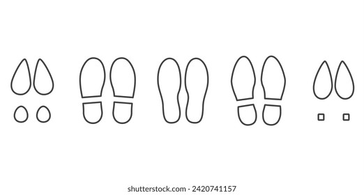 Footsteps icon line style. The lines of footprints. Vector illustration of footprint man and woman isolated icon in transparent background. shoe, step flat simple symbol.