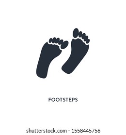footsteps icon. simple element illustration. isolated trendy filled footsteps icon on white background. can be used for web, mobile, ui.