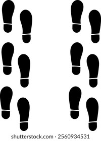 footsteps icon, steps walk footprint mark vector, shoes human flat black symbol