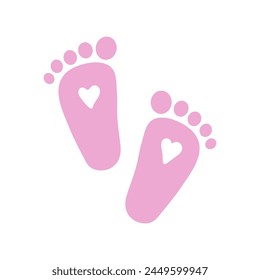 Footsteps illustration. Girl feets, newborn baby. Vector