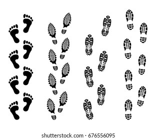 Footsteps isolate on white background. Footprint symbols vector illustrations set