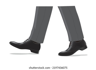 Hombre de pasos con zapatos negros, ilustración vectorial