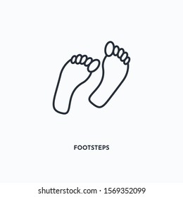 footsteps outline icon. Simple linear element illustration. Isolated line footsteps icon on white background. Thin stroke sign can be used for web, mobile and UI.