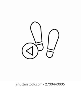 Fußspuren und Play-Button-Symbol, Vektorgrafik