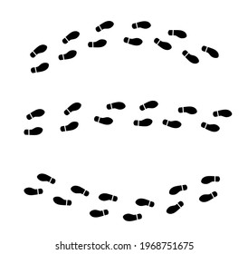 Footsteps. Set of shoeprint icon isolated on white background. Vector illustration.