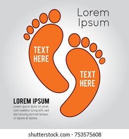 Footsteps vector logo illustration orange on white background, illustration