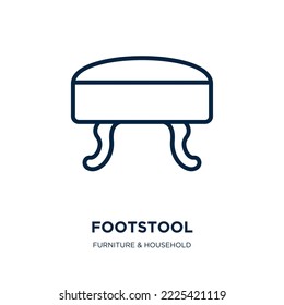 footstool icon from furniture  household collection. Thin linear footstool, furniture, seat outline icon isolated on white background. Line vector footstool sign, symbol for web and mobile