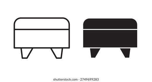 Footstool icon in a simple, black and white style.