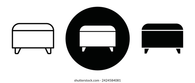 Footstool outline icon collection or set. Footstool Thin vector line art