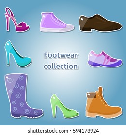 Footwear collection. Vector.