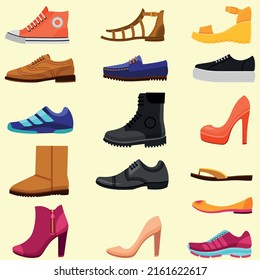 Footwear Colored Icons Collection Set Stock Vector (Royalty Free ...