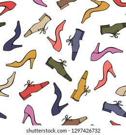 Footwear. Cute seamless vector color illustration.