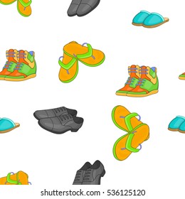 Footwear for different seasons pattern. Cartoon illustration of footwear for different seasons vector pattern for web