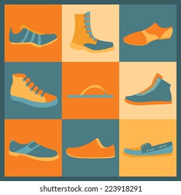 Footwear elements icons set. Easily edited. Vector illustration