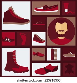 Footwear elements icons set. Easily edited. Vector illustration