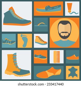 Footwear elements icons set. Easily edited. Vector illustration