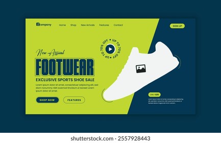 Footwear and Exclusive Sports Shoe Website Landing Page User Interface and User Experience Design Template