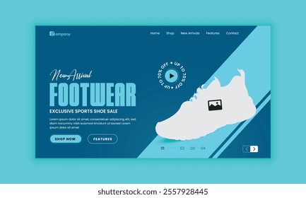 Footwear and Exclusive Sports Shoe Website Landing Page User Interface and User Experience Design Template