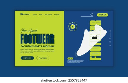 Footwear and Exclusive Sports Shoe Website Landing Page User Interface and User Experience Design Template