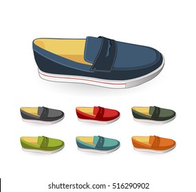 Footwear flat icons. colorfull shoes.