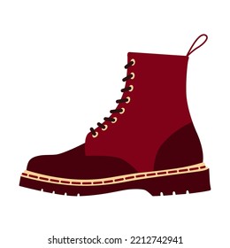 Footwear flat picture for web design. Cartoon autumn boots isolated vector illustration