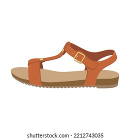 Footwear flat picture for web design. Cartoon stylish seasonal summer sandals isolated vector