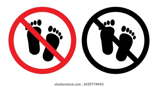 In: Footwear and Footprint Prohibition. Obligatorische Barfußeinreise. Symbol für verschmutzte Schuhe