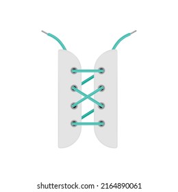 Footwear front element with shoelace ropes, realistic vector illustration isolated on white background. Shoelace or shoestring shoes fastening accessory.