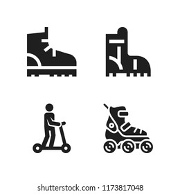 footwear icon. 4 footwear vector icons set. roller skate, boot and roller icons for web and design about footwear theme