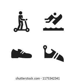 footwear icon. 4 footwear vector icons set. climbing shoes, riverboarding and shoe icons for web and design about footwear theme