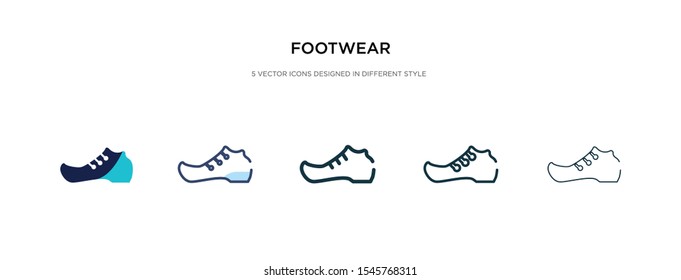 footwear icon in different style vector illustration. two colored and black footwear vector icons designed in filled, outline, line and stroke style can be used for web, mobile, ui