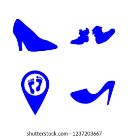 footwear icon set about footprints pin, shoes and boots vector set