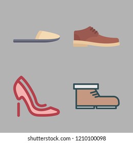 footwear icon set. vector set about boot, shoe, slipper and high heels icons set.