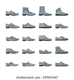 Footwear icon vector set