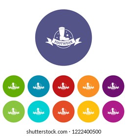 Footwear icons color set vector for any web design on white background