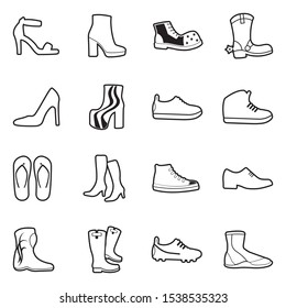 Footwear Icons. Line With Fill Design. Vector Illustration.