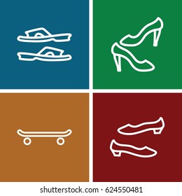 Footwear icons set. set of 4 footwear outline icons such as slippers, shoe
