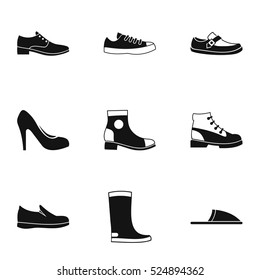 Footwear Icons Set Simple Illustration 9 Stock Vector (Royalty Free ...
