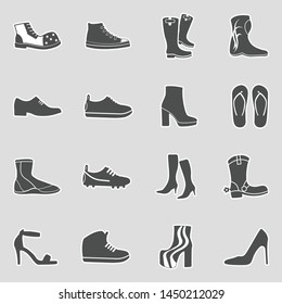 Footwear Icons. Sticker Design. Vector Illustration.