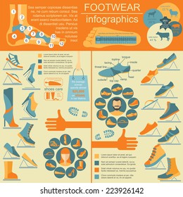 Footwear infographics elements. Easily edited. Vector illustration
