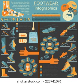 Footwear infographics elements. Easily edited. Vector illustration