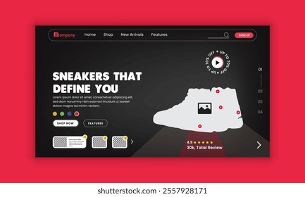 
Footwear Landing Page Template and Sneaker Landing Page User Interface Design Sneakers Sale Landing Page User Interface Design and Exclusive Modern Sports Sneakers Fashion homepage 