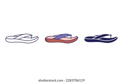 Footwear line and solid vector icons