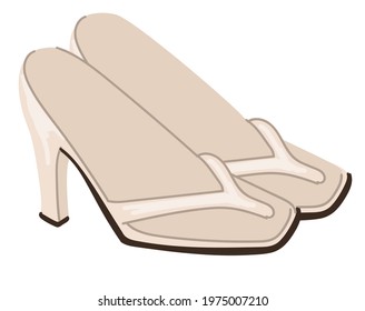 Footwear made of leather, isolated stylish shoes on high heel. Icon of clothes and accessories for women, female fashion and trends. Vintage or retro simple clothing for girl. Vector in flat style