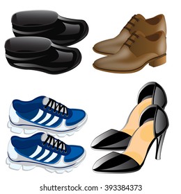The Footwear on white background is insulated.Vector illustration