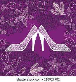 Footwear pattern floral background vector illustration