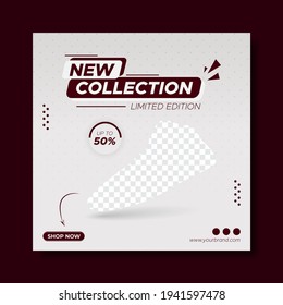 Footwear promotion template, sale and discount banner.