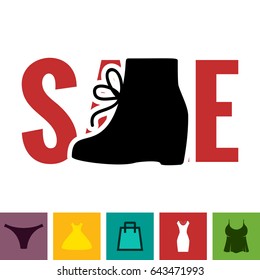 Footwear Sale Icon. Women Shoes Logo or Silhouette Isolated