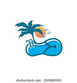 footwear shaped swimming pool vector logo design