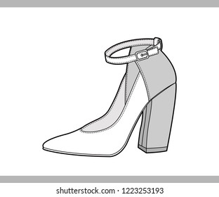 FOOTWEAR SHOES Fashion technical drawings vector template